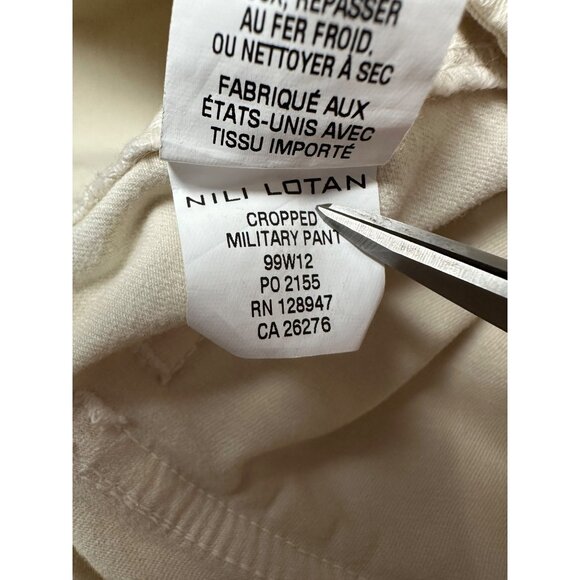 Nili Lotan Cropped Military Jogger Pants Sz 4 FLAW READ Ivory Bone Stretch $345 - Picture 9 of 13